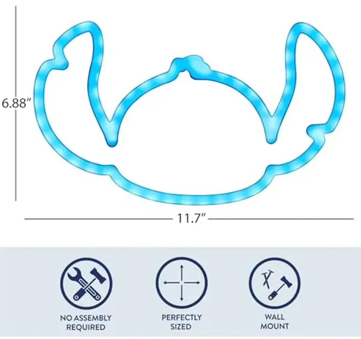 Idea Nuova Disney Stitch Neon LED Wall Art – 6.8" x 11" Figural Light-Up Hanging Décor for Kids Bedroom or Playroom, Fun and Vibrant Room Accent