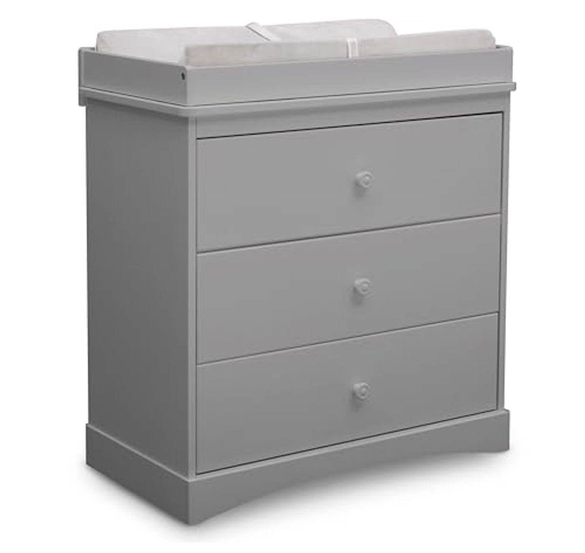 Delta Children Sutton 3 Drawer Dresser with Changing Top and Interlocking Drawers - Greenguard Gold Certified, Grey