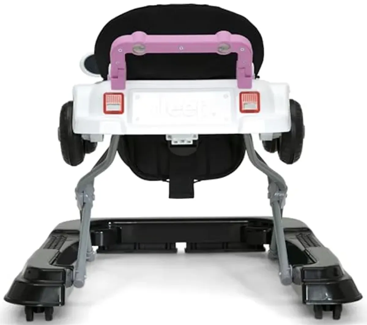 Jeep Classic Wrangler 3-in-1 Grow with Me Activity Walker - Features Music, Lights, Removable Play Tray, Push Walker Mode, Converts into Rolling Car Toy, White/Pink