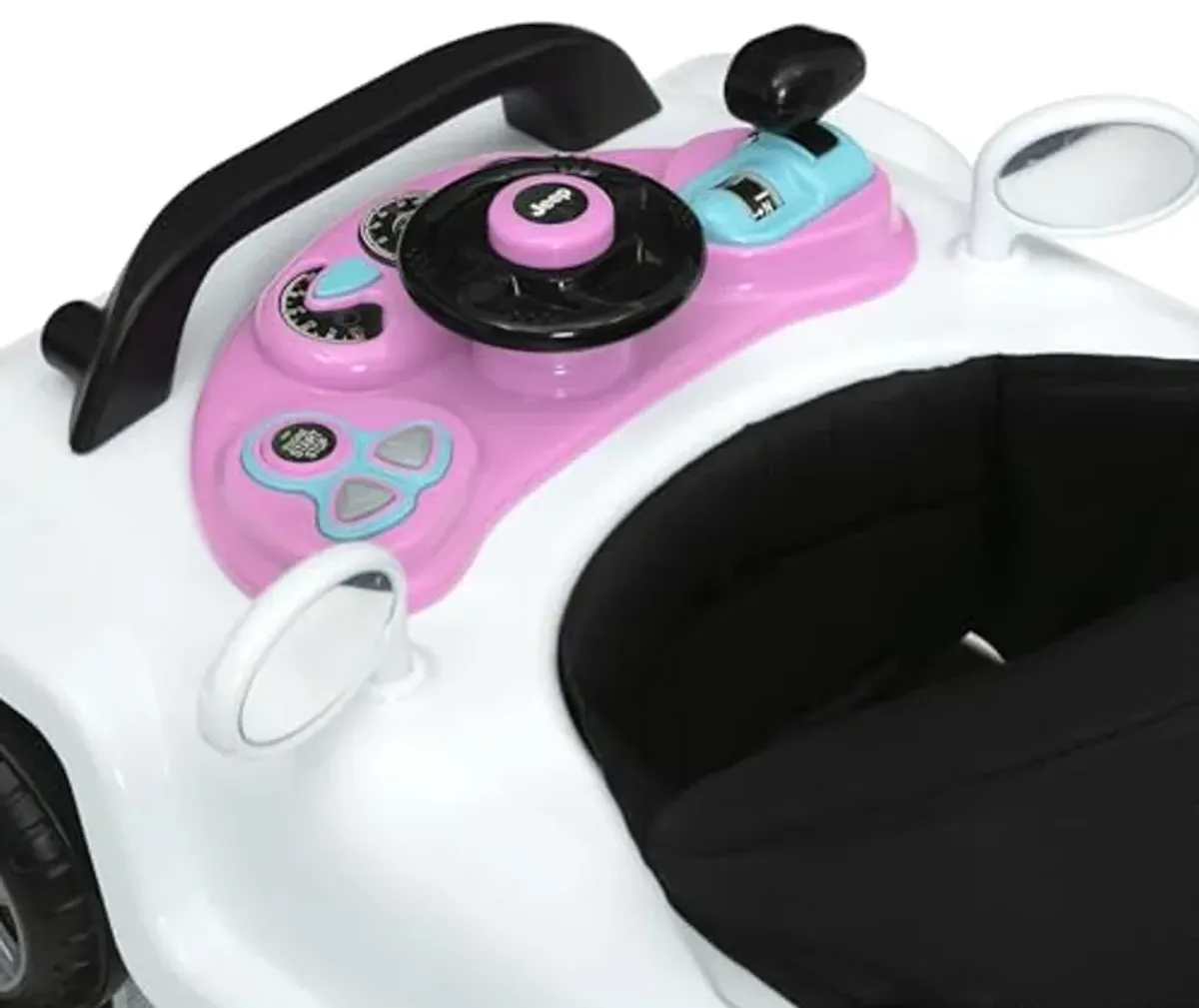 Jeep Classic Wrangler 3-in-1 Grow with Me Activity Walker - Features Music, Lights, Removable Play Tray, Push Walker Mode, Converts into Rolling Car Toy, White/Pink