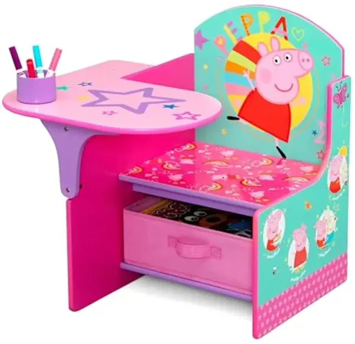 Delta Children - Peppa Pig Chair Desk with Storage Bin - Greenguard Gold Certified, Pink