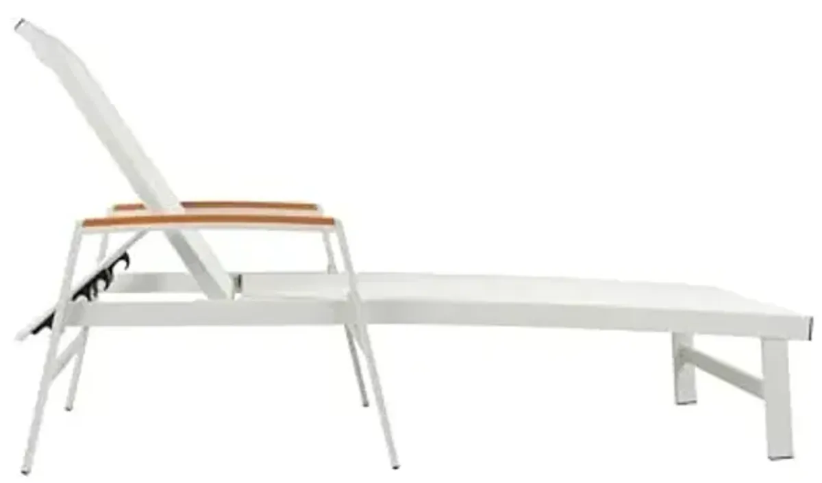 Christopher Knight Home Patio Aluminum Chaise Lounge, Adjustable Mesh Chaise Lounge, 5 Position Back Recliner, Lounge Chair with Armrest, Ourdoor Deep Seating Lounge for Poolside Backyard, White