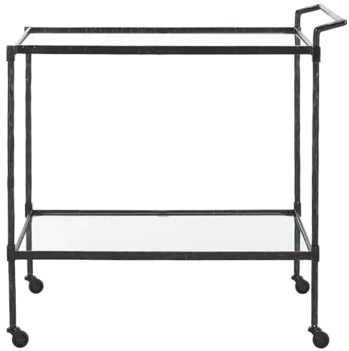 SAFAVIEH Couture Collection Isabellina Black/Clear Metal & Glass Bar Cart with Wheels