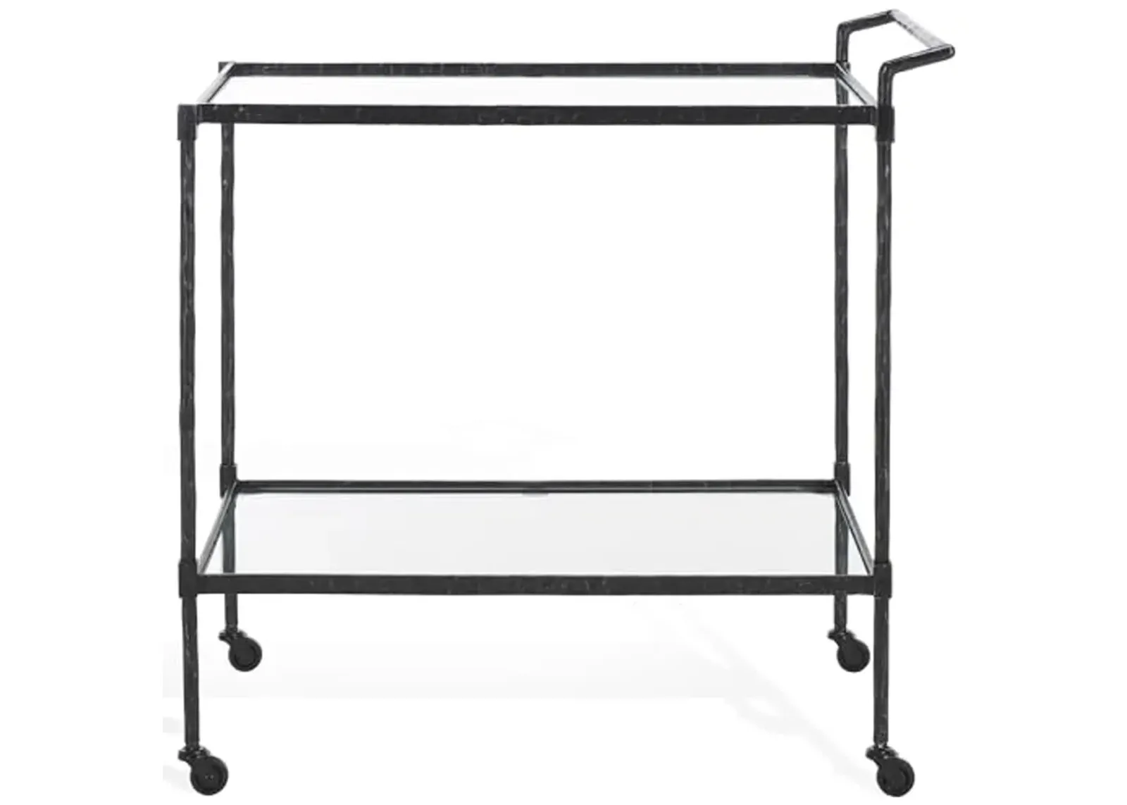 SAFAVIEH Couture Collection Isabellina Black/Clear Metal & Glass Bar Cart with Wheels