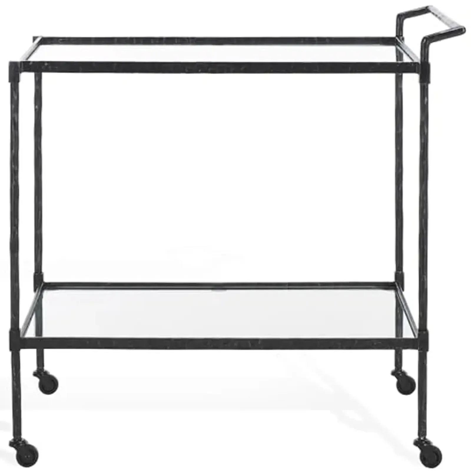 SAFAVIEH Couture Collection Isabellina Black/Clear Metal & Glass Bar Cart with Wheels