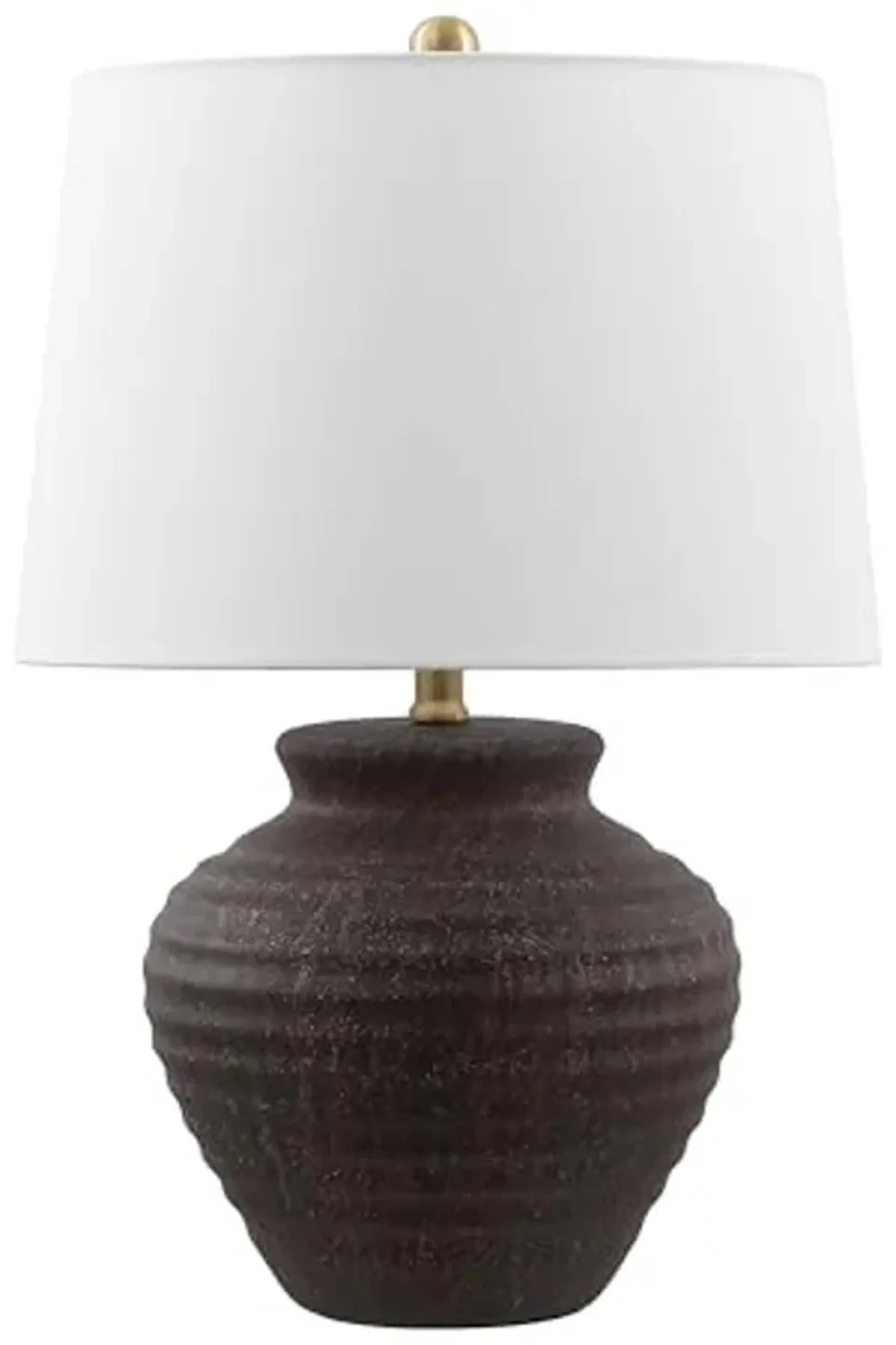 SAFAVIEH Lighting Collection Ledger 23-inch Inch Dark Brown Ceramic Table Lamp (LED Bulb Included)