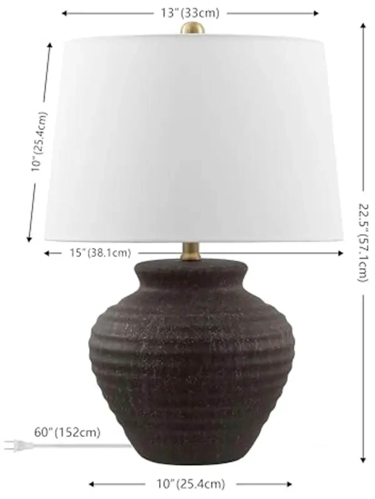 SAFAVIEH Lighting Collection Ledger 23-inch Inch Dark Brown Ceramic Table Lamp (LED Bulb Included)