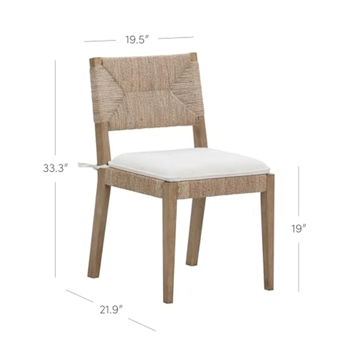 Nathan James Beacon Boho Dining Chair Set of 2, Boucle Dining Chair with Seagrass Accent and Solid Wood Legs, Cream Boucle/Light Brown