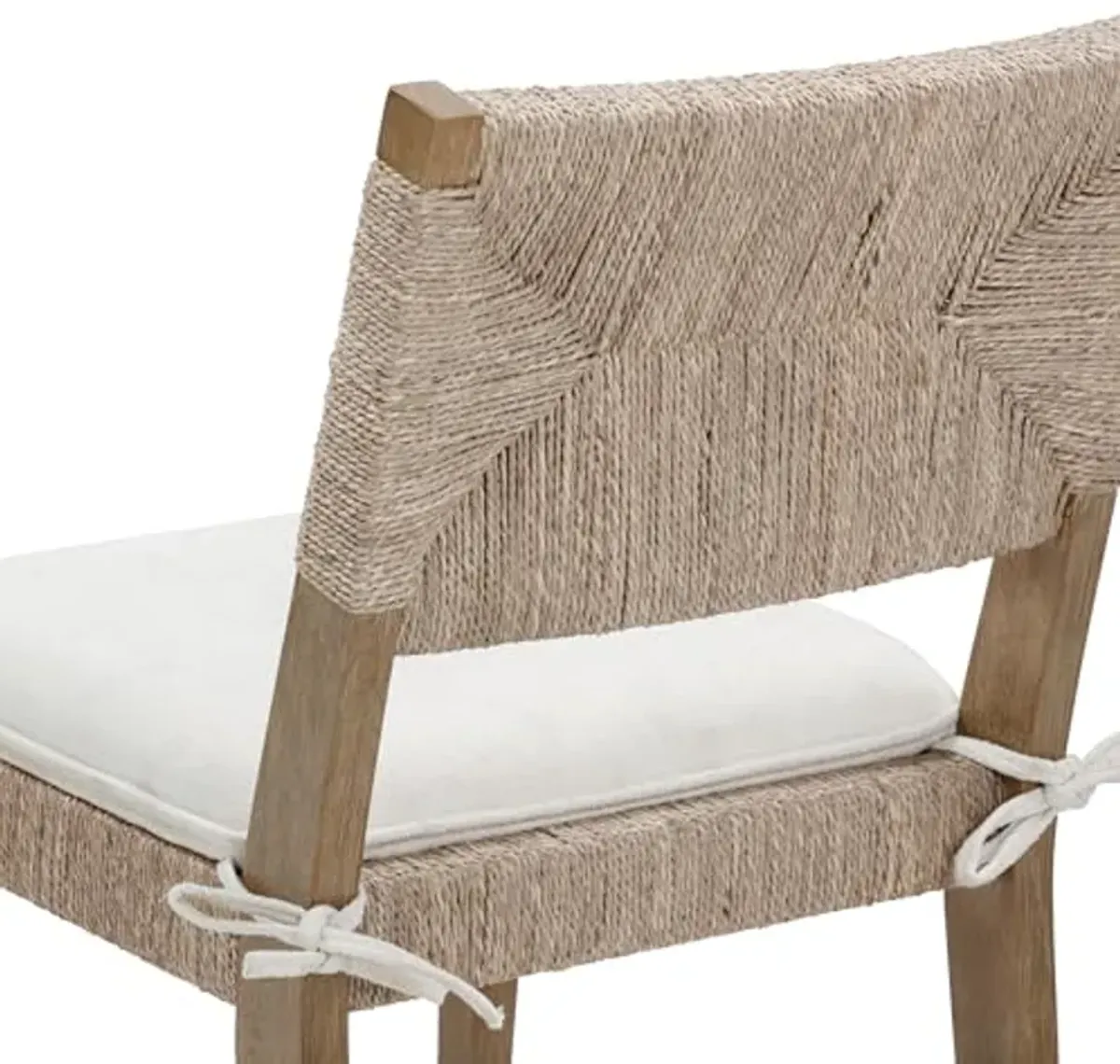 Nathan James Beacon Boho Dining Chair Set of 2, Boucle Dining Chair with Seagrass Accent and Solid Wood Legs, Cream Boucle/Light Brown