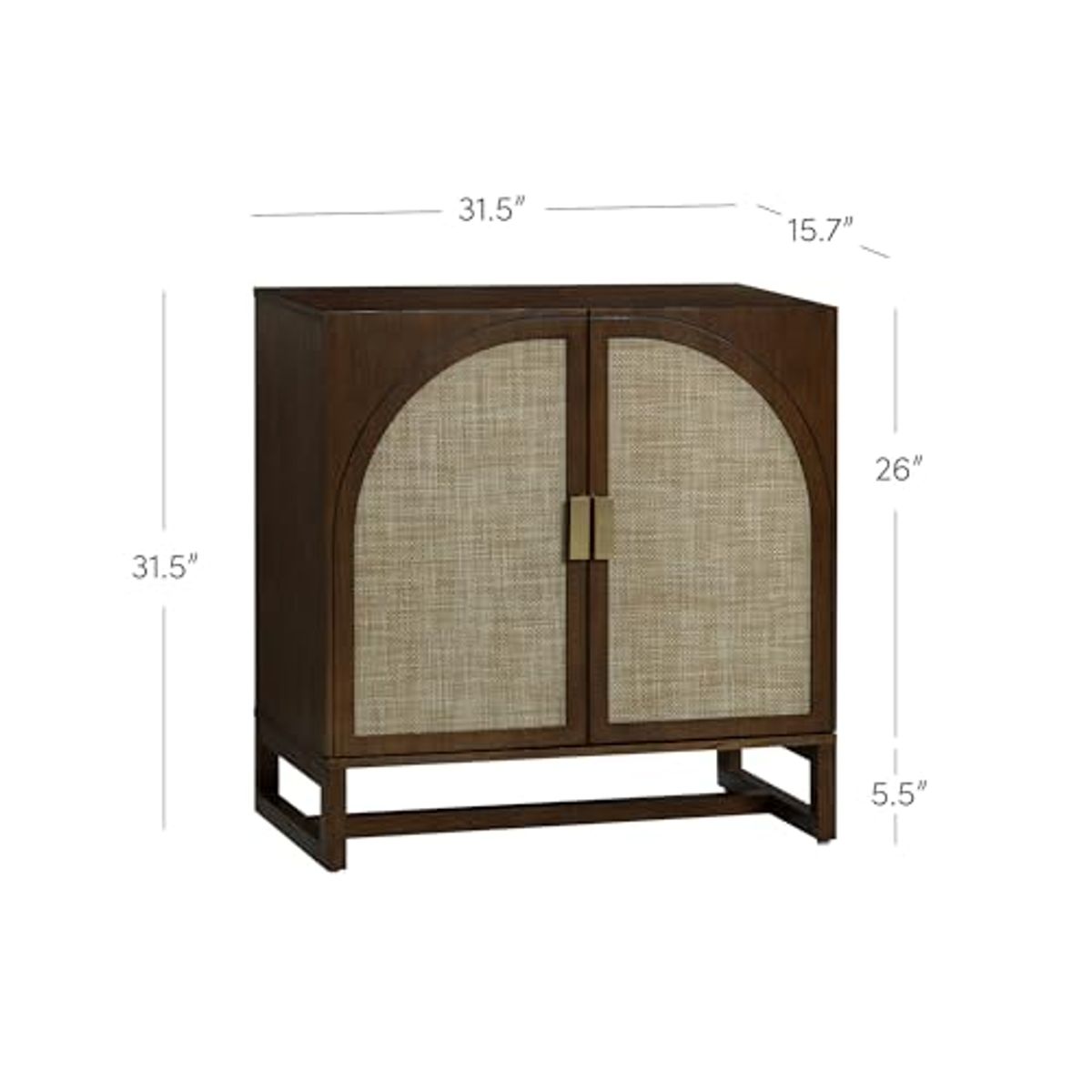 Nathan James Paxton Boho Wood Storage Cabinet with Doors, Small Storage Cabinet for Living Room or Kitchen with Rattan Door Details, Dark Walnut, Set of 3