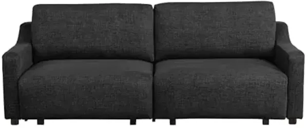 Serta Glendale 90.2" Queen Size Wall-Hugging Convertible Sofa, Dreamcoil Comfort, Chenille Fabric, Black