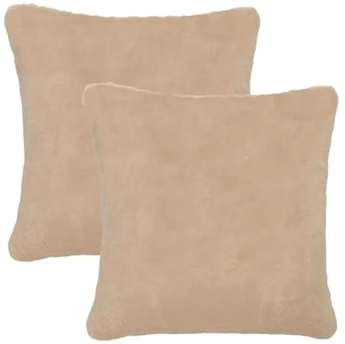 SAFAVIEH Home Collection Flayn Brown Faux Fur 21-inch Square Decorative Accent Throw Pillow with Insert (Set of 2)