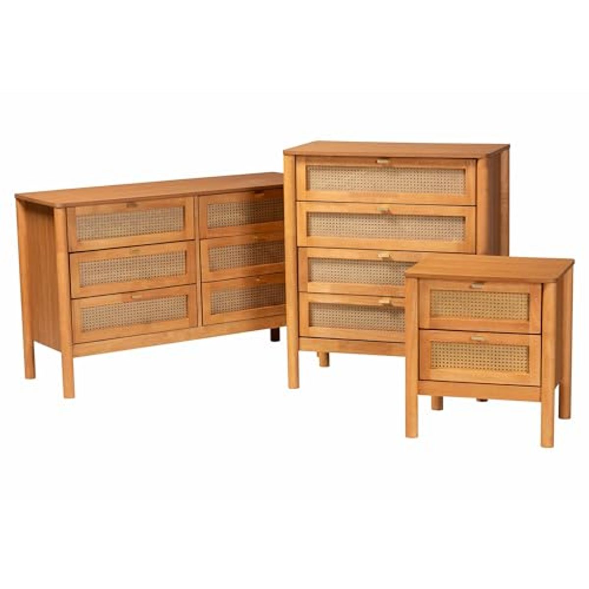 Baxton Studio Jenn Brown Wood 3-Piece Storage Set