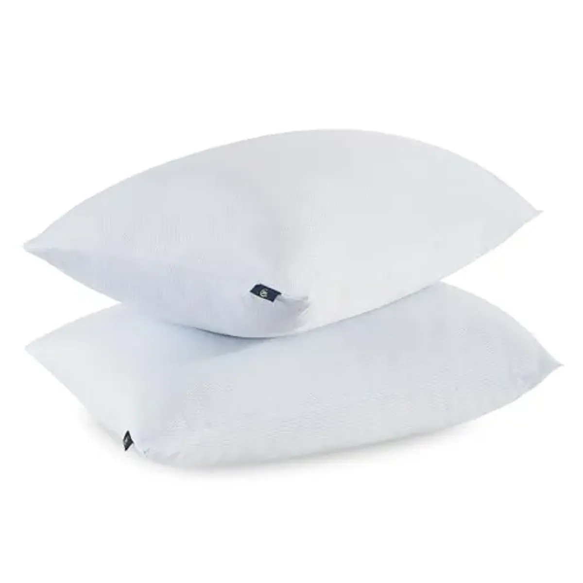 Serta Won't Go Flat Standard/Queen Size Set of 2 Down Alternative Cooling Bed Pillows, Extra Life Foam Core with Medium Support, Perfect for Back, Stomach or Side Sleepers, White