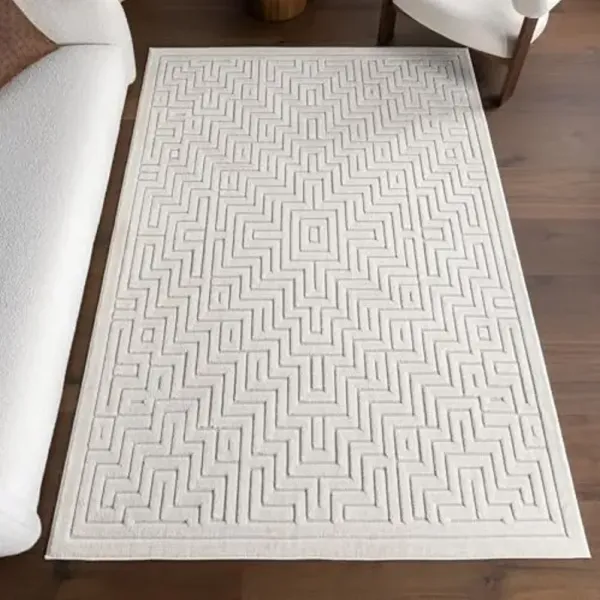 nuLOOM Zinnia Cream, 9' x 12', Geometric, Soft and Cozy, High Traffic, Stain Resistant, Easy Clean, Durable Area Rug for Indoor/Outdoor Patio, Deck, Porch, Garden, Courtyard