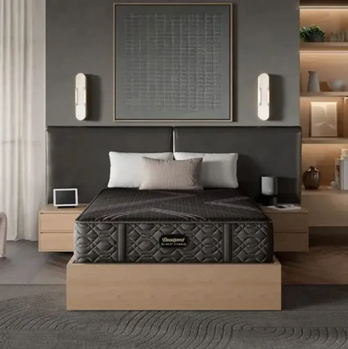 Beautyrest Black Series Two Plush 13.5" Queen Hybrid Mattress, Cooling Tech, Contouring Comfort, Individualized Support, CertiPUR-US, 100-Night Sleep Trial, 10-Year Limited Warranty