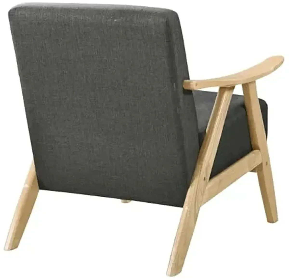 Lexicon Mid Century Modern Accent Chair with Solid Wood Frame in Natural Finish, Textured Fabric Living Room Lounge Arm Chair, Thick and Comfy Innerspring Seat Cushion, Linen-Look Fabric, Dark Gray