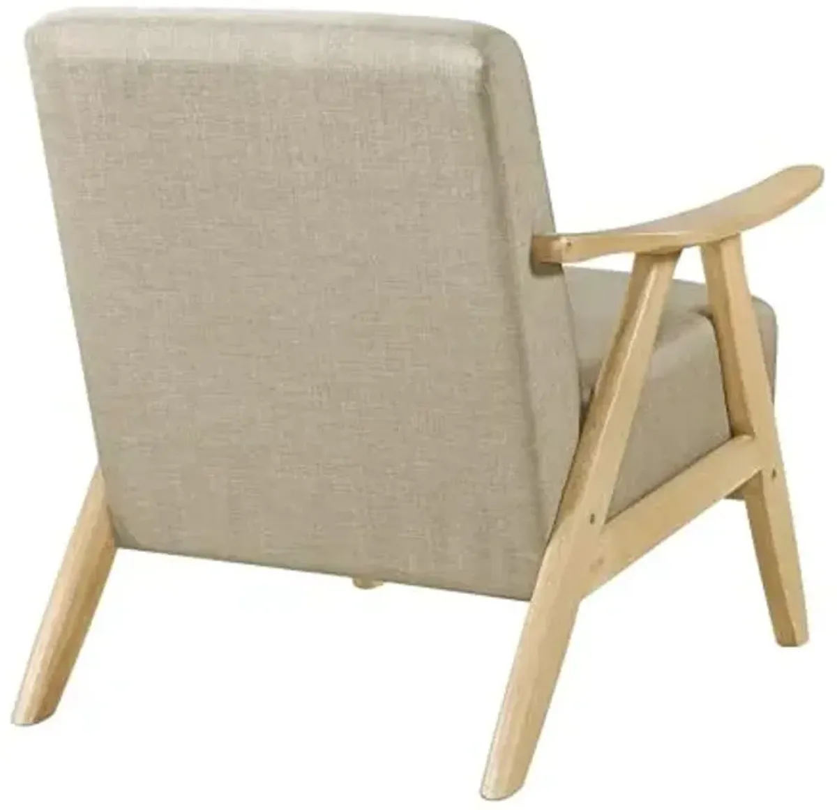 Lexicon Mid Century Modern Accent Chair with Solid Wood Frame in Natural Finish, Textured Fabric Living Room Lounge Arm Chair, Thick and Comfy Innerspring Seat Cushion, Linen-Look Fabric, Light Brown