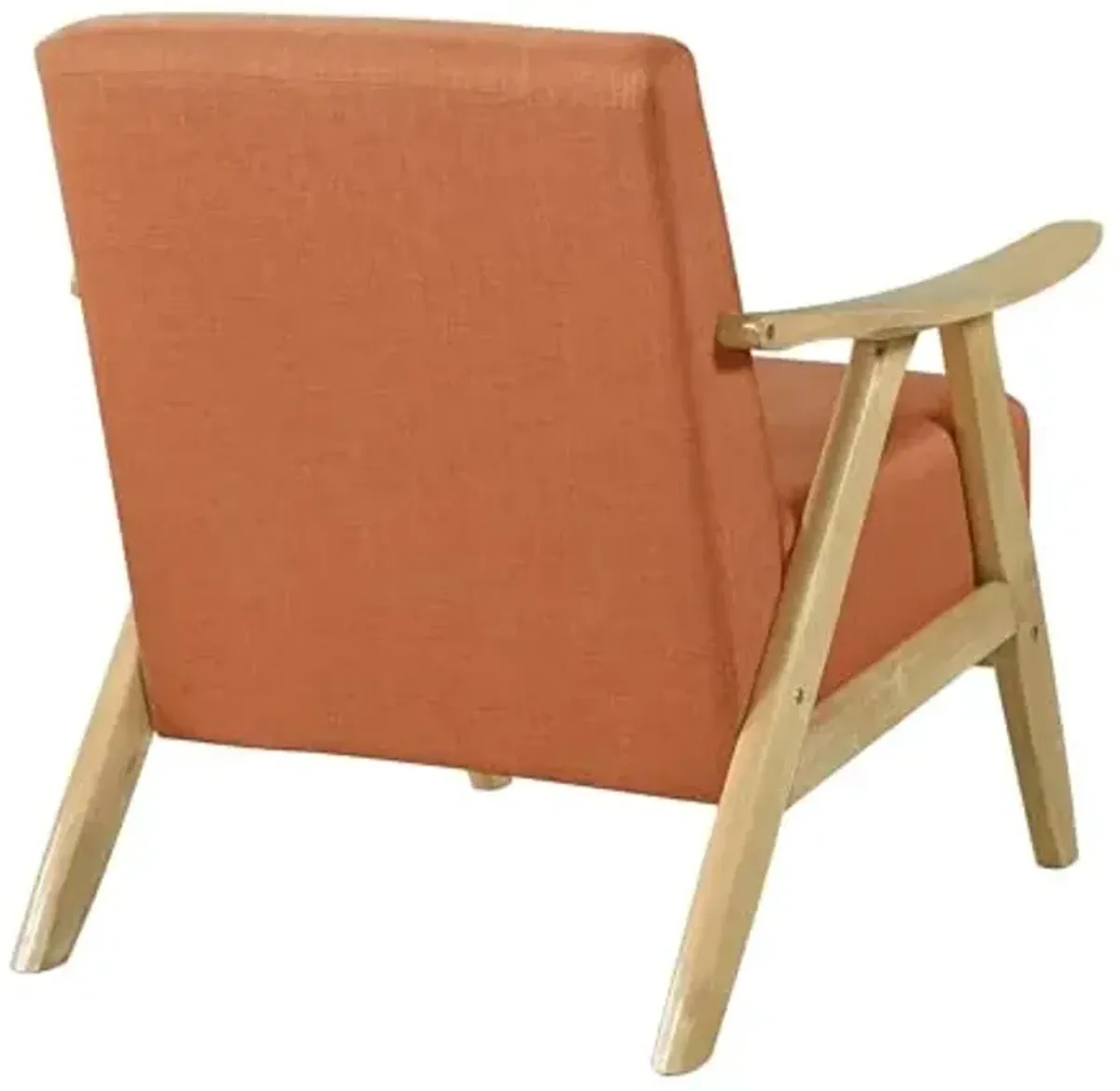 Lexicon Mid Century Modern Accent Chair with Solid Wood Frame in Natural Finish, Textured Fabric Living Room Lounge Arm Chair, Thick and Comfy Innerspring Seat Cushion, Linen-Look Fabric, Orange
