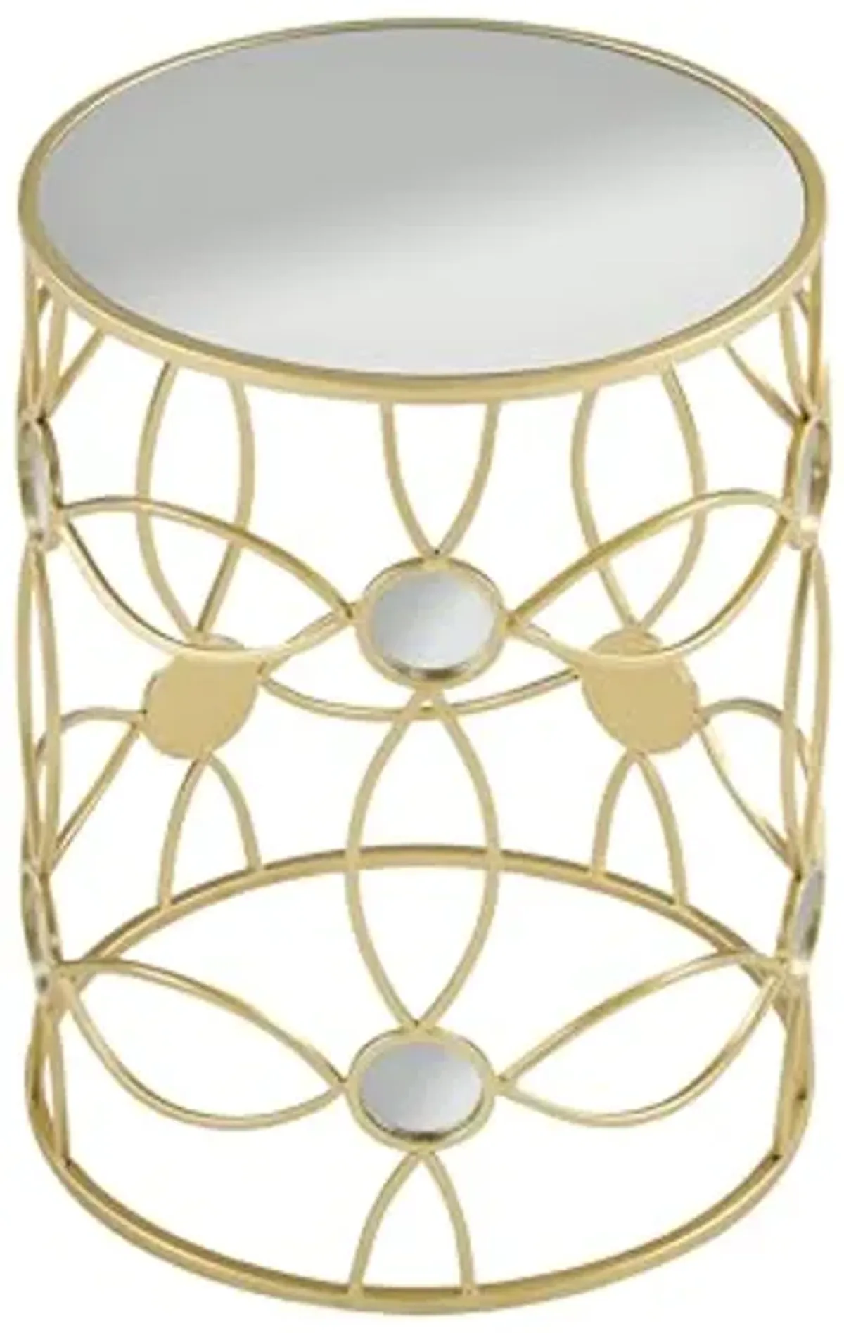 Christopher Knight Home Vevia Golden Side Table, Metal Accent Table, Cylindrical Coffee Table, Mirror Top End Table, Nesting Designed Table, Corner Table for Living Room, Bedroom, Home Decor, Gold