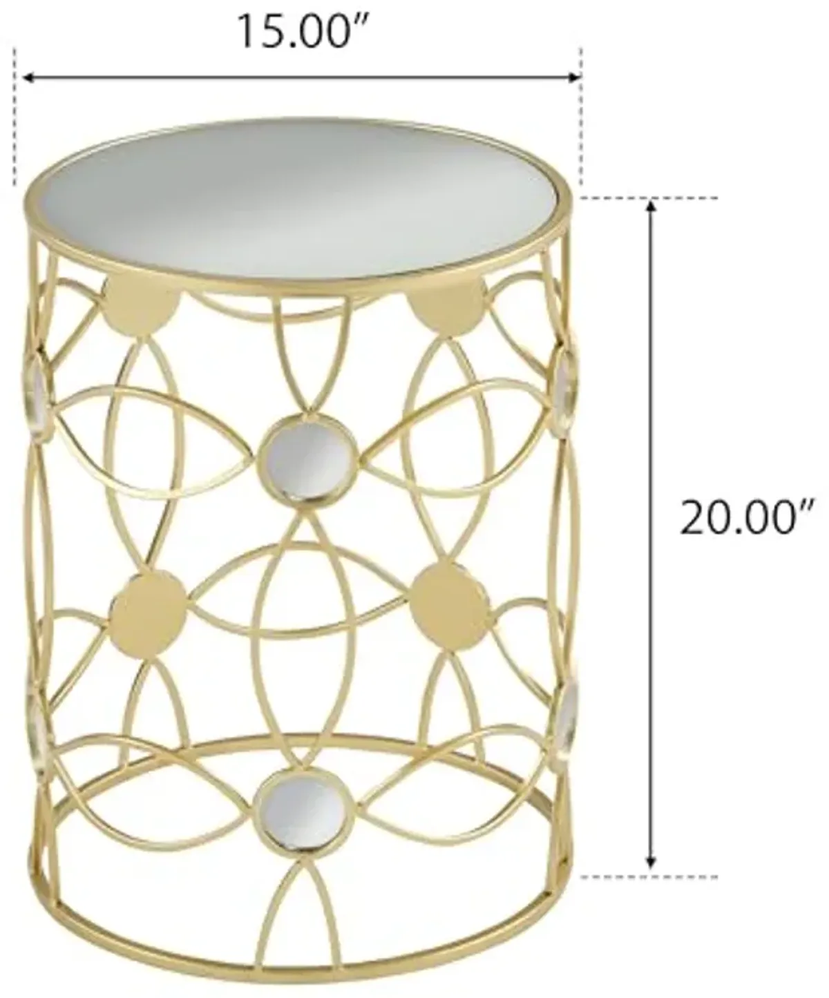 Christopher Knight Home Vevia Golden Side Table, Metal Accent Table, Cylindrical Coffee Table, Mirror Top End Table, Nesting Designed Table, Corner Table for Living Room, Bedroom, Home Decor, Gold