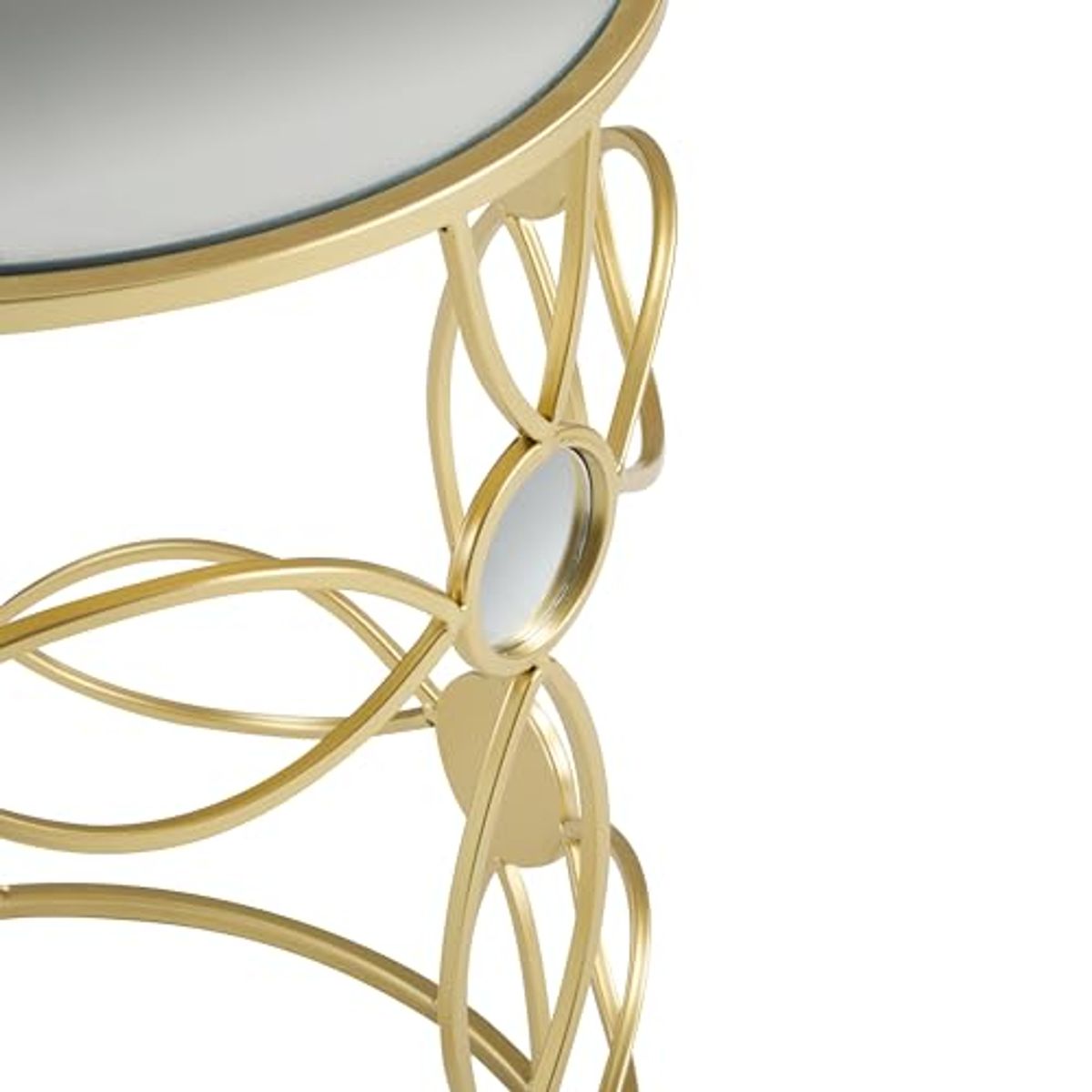 Christopher Knight Home Vevia Golden Side Table, Metal Accent Table, Cylindrical Coffee Table, Mirror Top End Table, Nesting Designed Table, Corner Table for Living Room, Bedroom, Home Decor, Gold