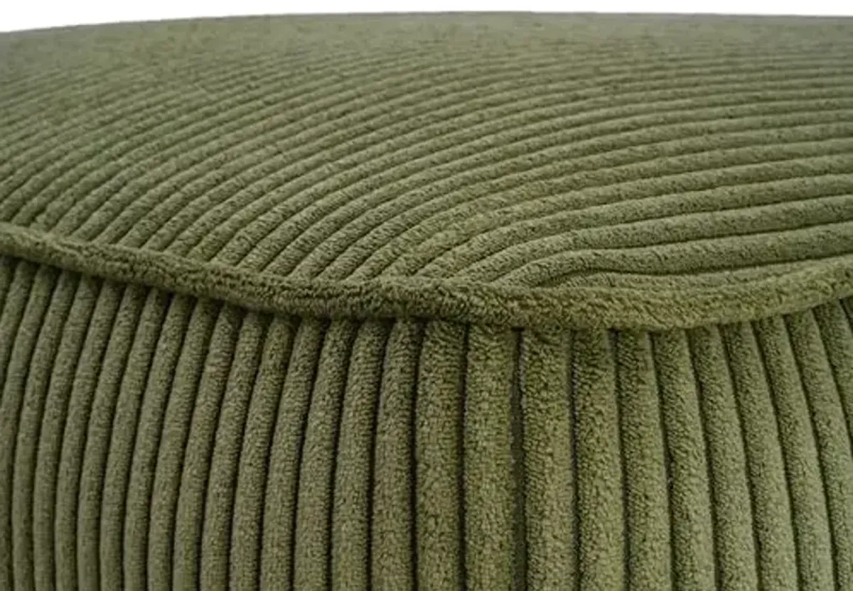 Christopher Knight Home Kyle Corduroy Woven Upholstery Square Ottoman, Living Room Sofa Ottoman with Wood Frame, Comfy Seating Experience with Dense Foam Padding, Non-Marking Foot Caps, Olive Green