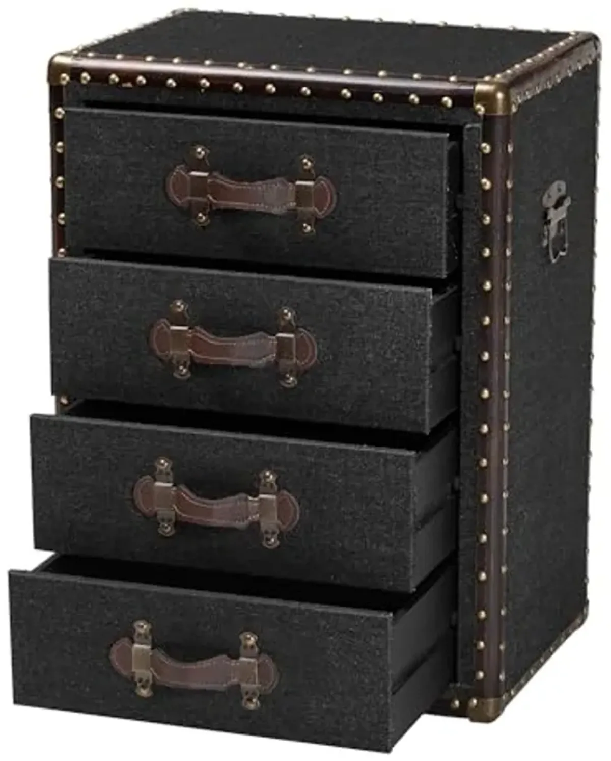 Baxton Studio Jaelyn Vintage Black Canvas 4-Drawer End Table