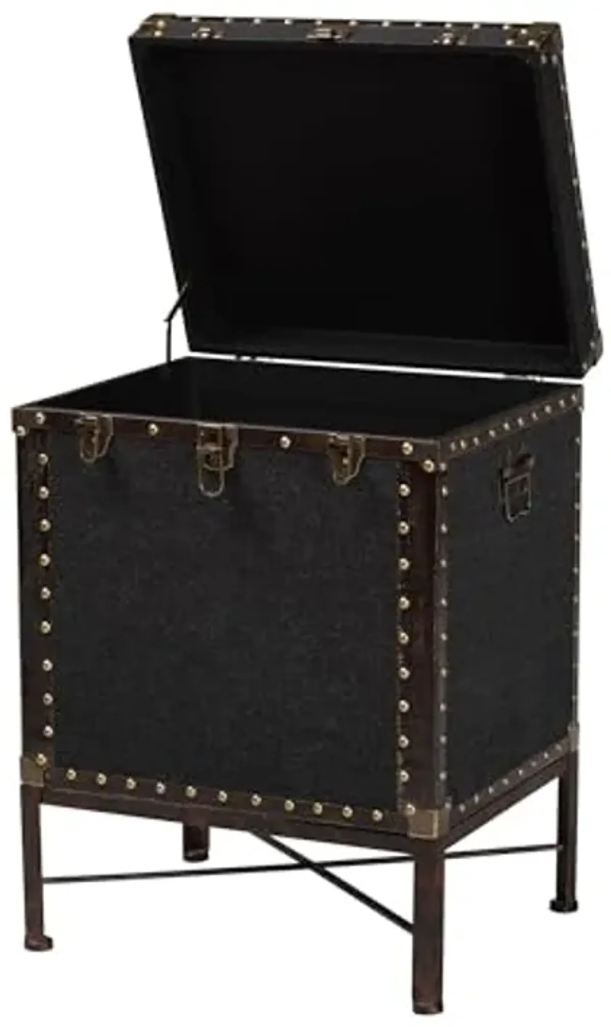 Baxton Studio Laura Vintage Black Canvas Lift-Top Trunk End Table