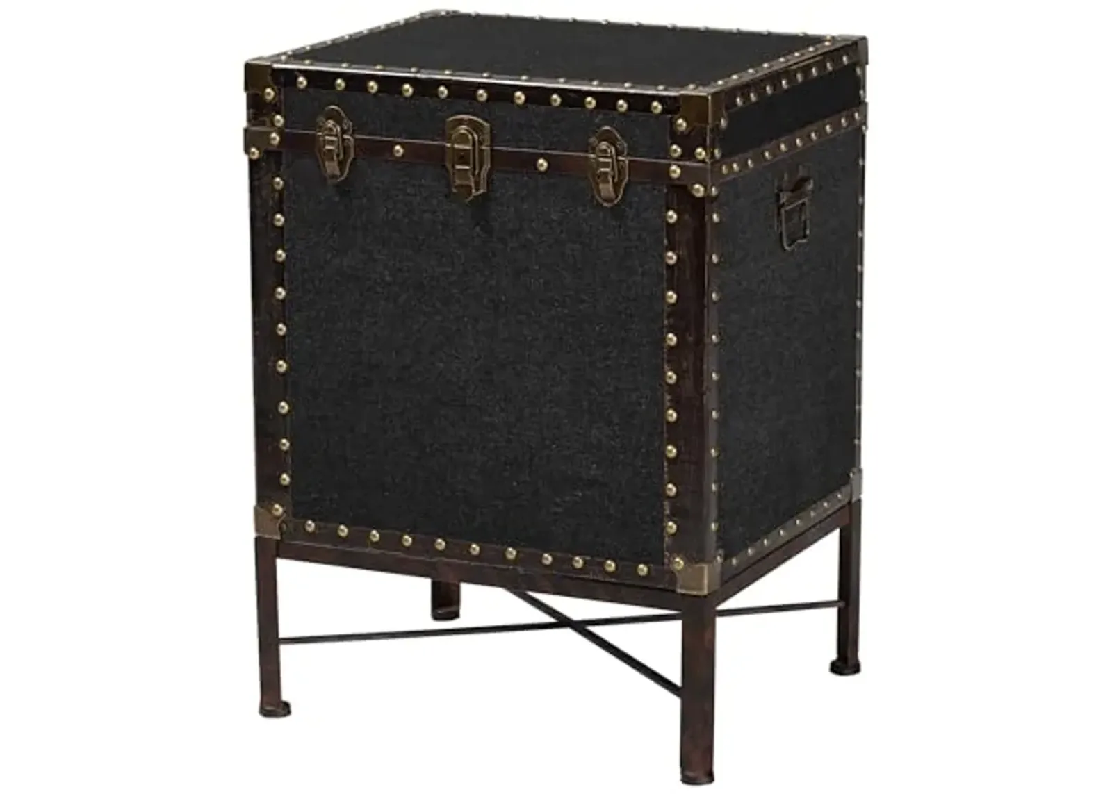 Baxton Studio Laura Vintage Black Canvas Lift-Top Trunk End Table