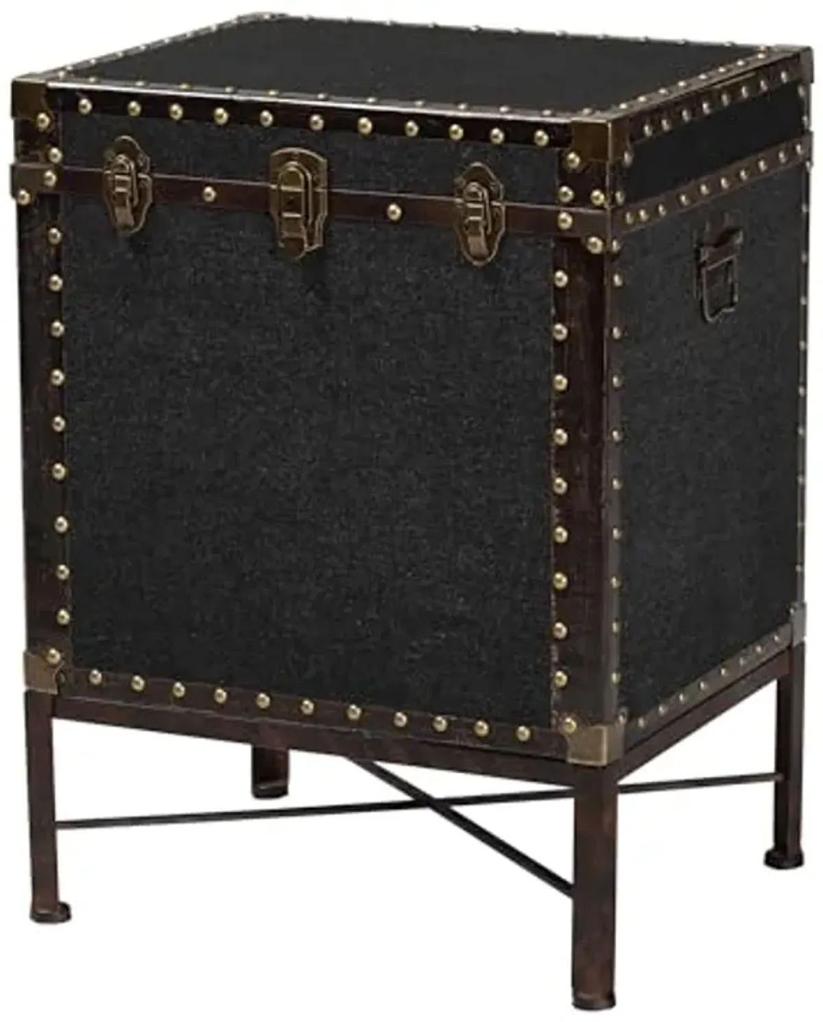 Baxton Studio Laura Vintage Black Canvas Lift-Top Trunk End Table