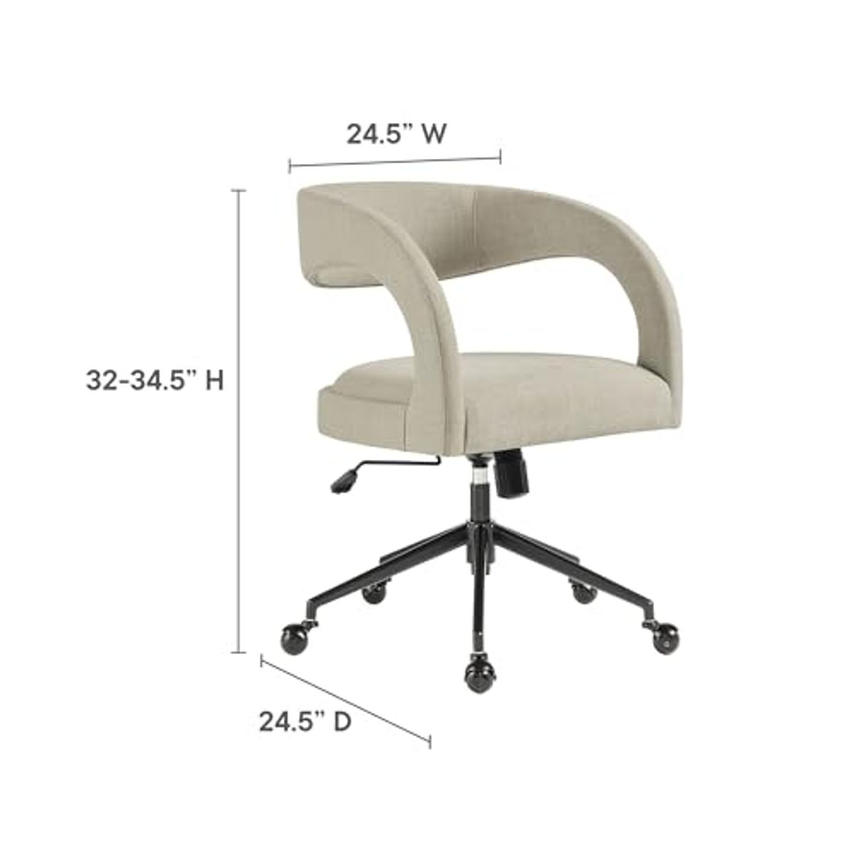 Modway Pinnacle Upholstered Office Chair in Linen Slub Weave Fabric – Adjustable Height Barrel Office Armchair with Rolling Wheels – Home Office, Study, or Bedroom Desk Chair