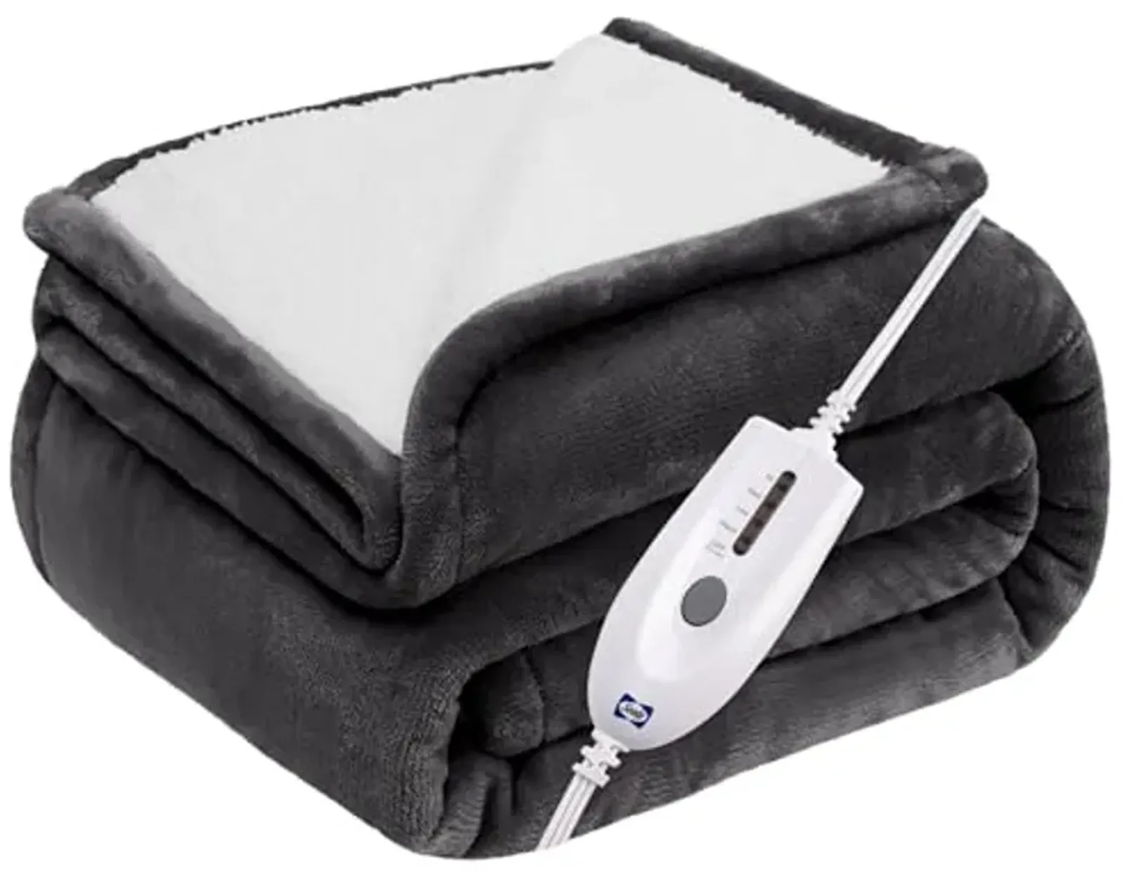 Sealy Heated Throw Blanket, Flannel & Sherpa Reversible Electric Throw with 4 Heating Levels & 4 Hours Auto Shut Off, Machine Washable, 50x60 Inch, Charcoal