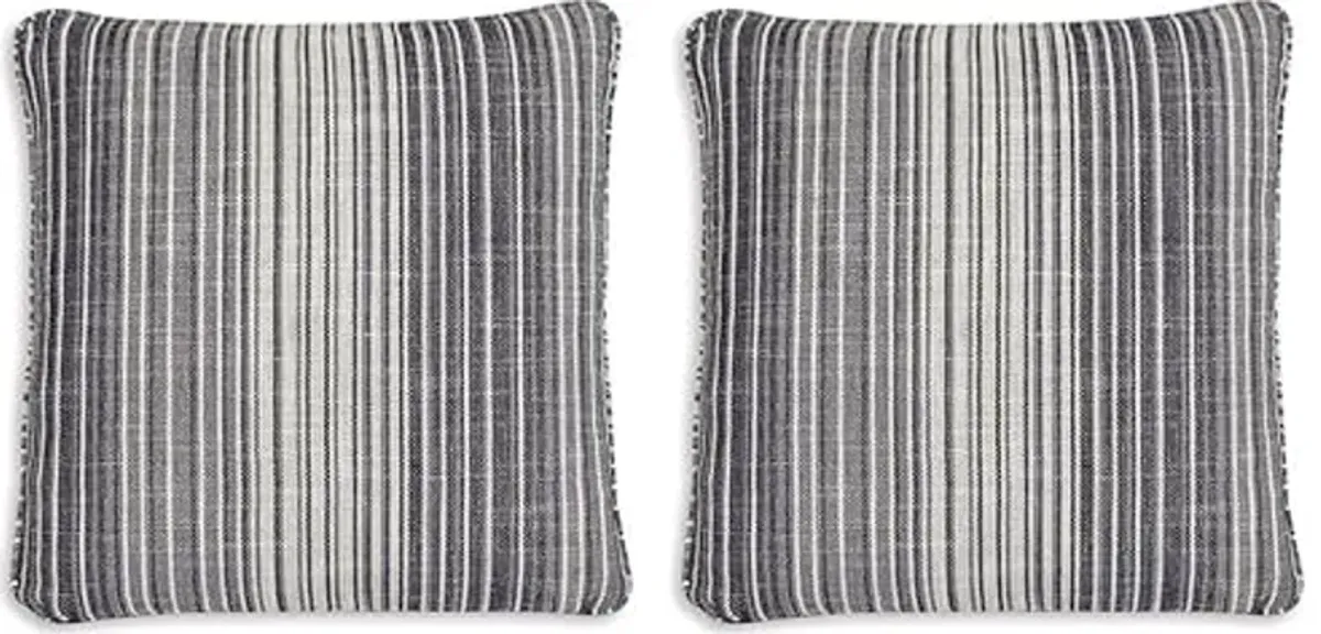 Signature Design by Ashley Chadby Next-Gen Nuvella Casual Indoor/Outdoor 22x22 Inches Striped Pillow with Zipper Closure, White & Light Gray (Pack of 2)