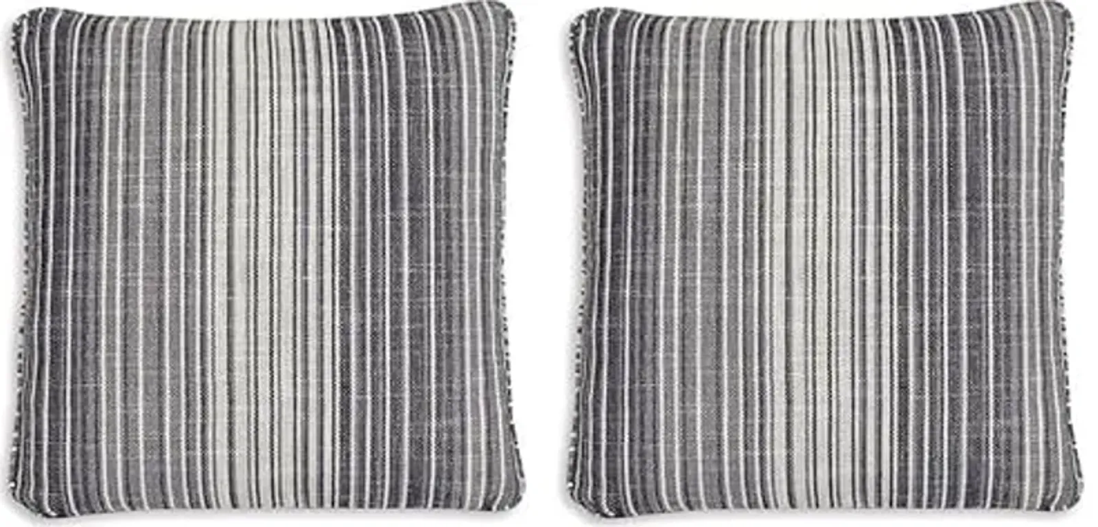 Signature Design by Ashley Chadby Next-Gen Nuvella Casual Indoor/Outdoor 22x22 Inches Striped Pillow with Zipper Closure, White & Light Gray (Pack of 2)