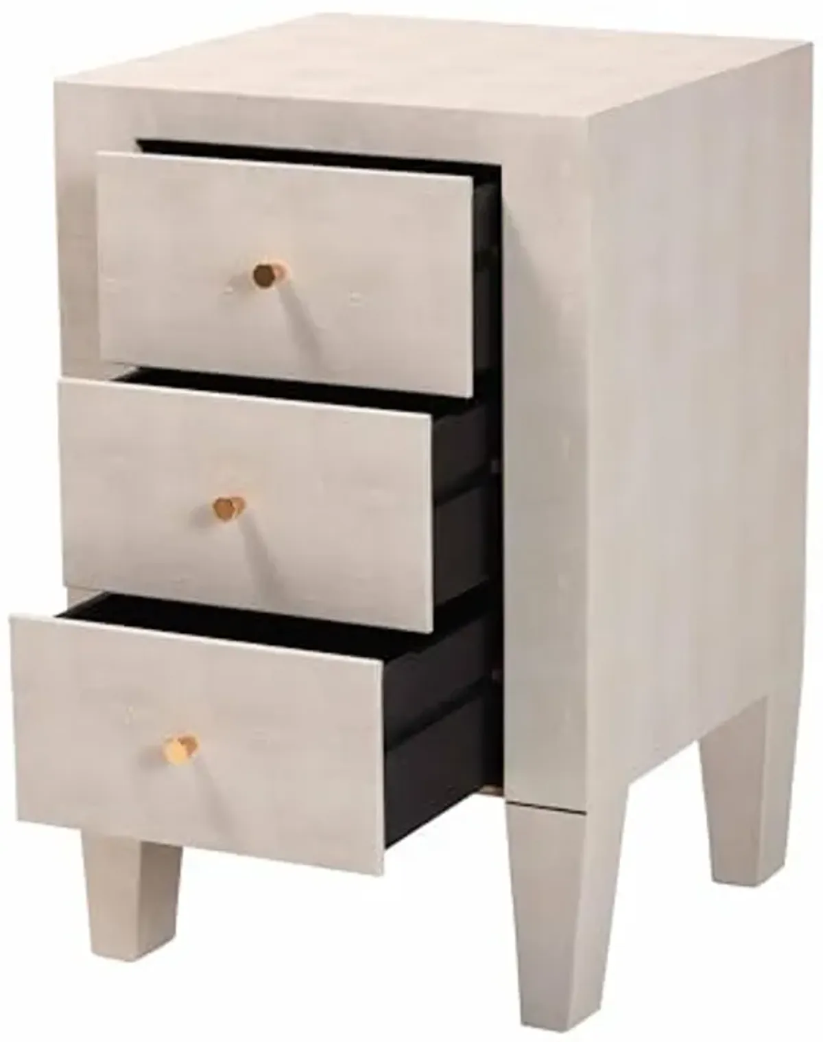 Baxton Studio Leyna Modern Beige Faux Shagreen 3-Drawer End Table