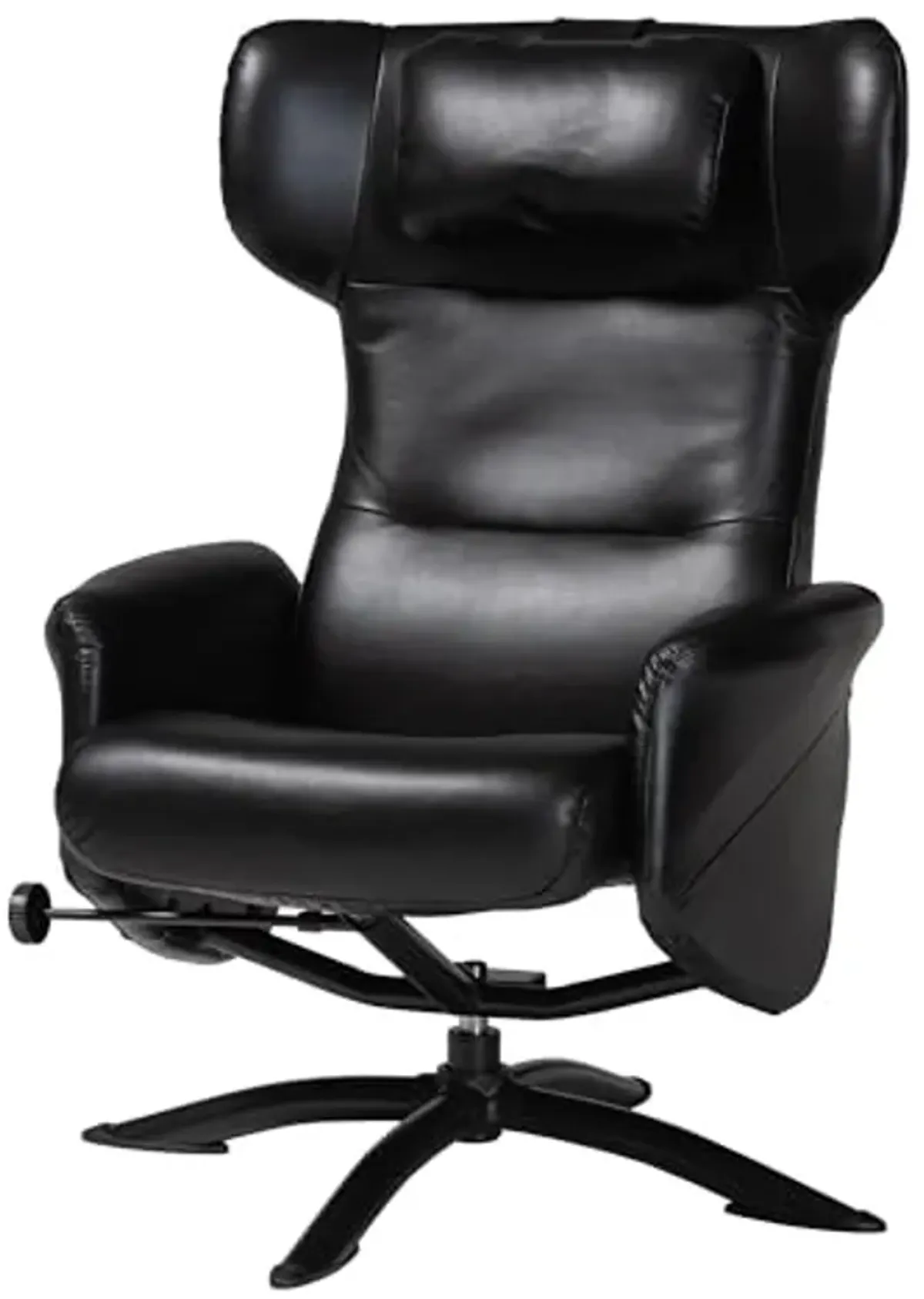 Baxton Studio Elwood Black Faux Leather 2-Piece Lounge Chair and Footrest Set