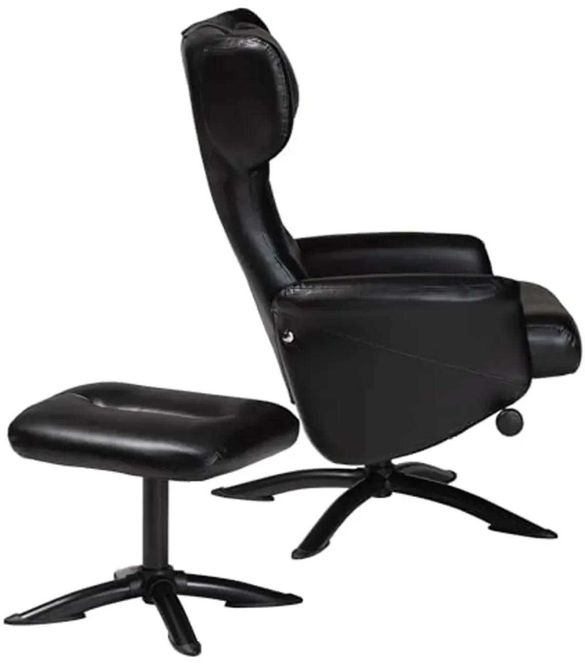 Baxton Studio Elwood Black Faux Leather 2-Piece Lounge Chair and Footrest Set