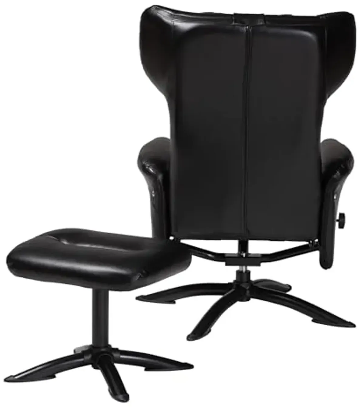 Baxton Studio Elwood Black Faux Leather 2-Piece Lounge Chair and Footrest Set