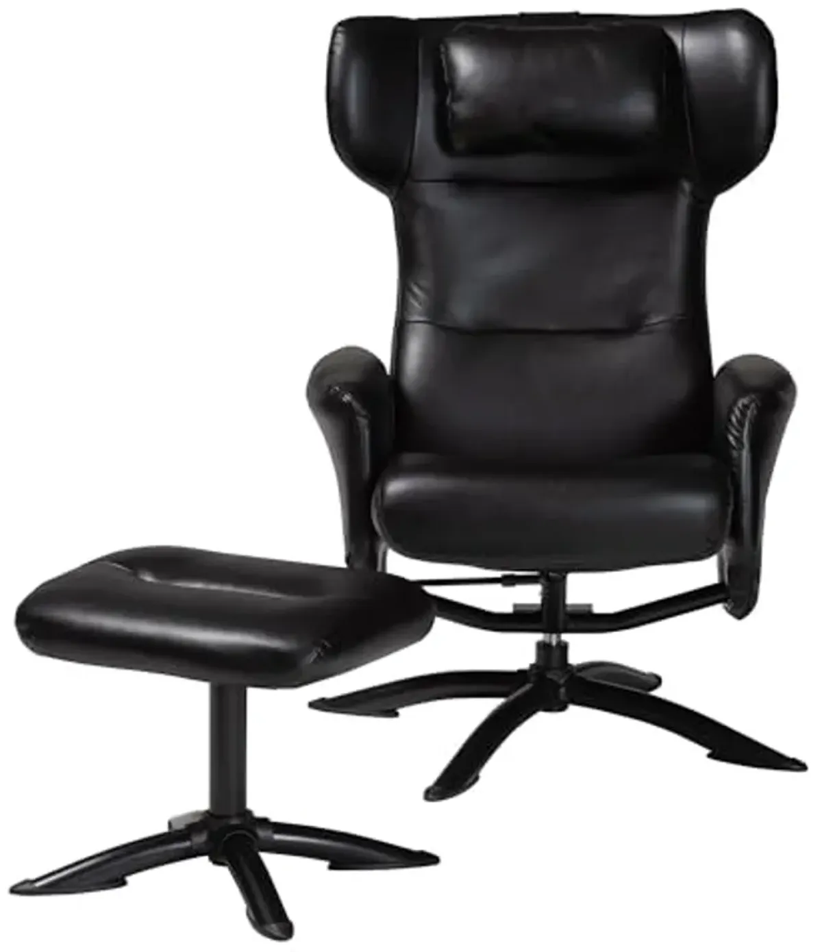 Baxton Studio Elwood Black Faux Leather 2-Piece Lounge Chair and Footrest Set