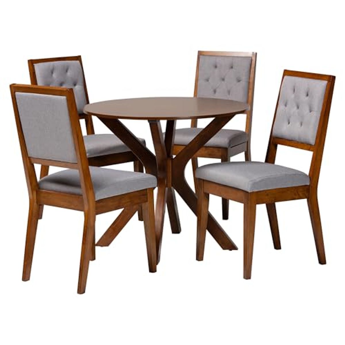 Baxton Studio Mana Modern Grey and Walnut Brown Wood 5-Piece Dining Set