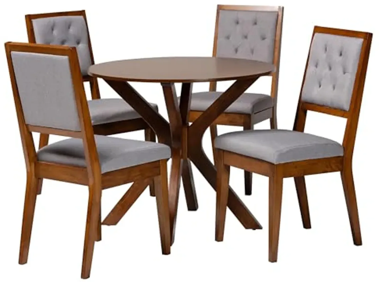 Baxton Studio Mana Modern Grey and Walnut Brown Wood 5-Piece Dining Set