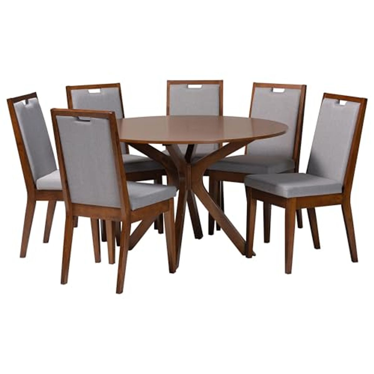 Baxton Studio Eira Modern Grey and Walnut Brown Wood 7-Piece Dining Set