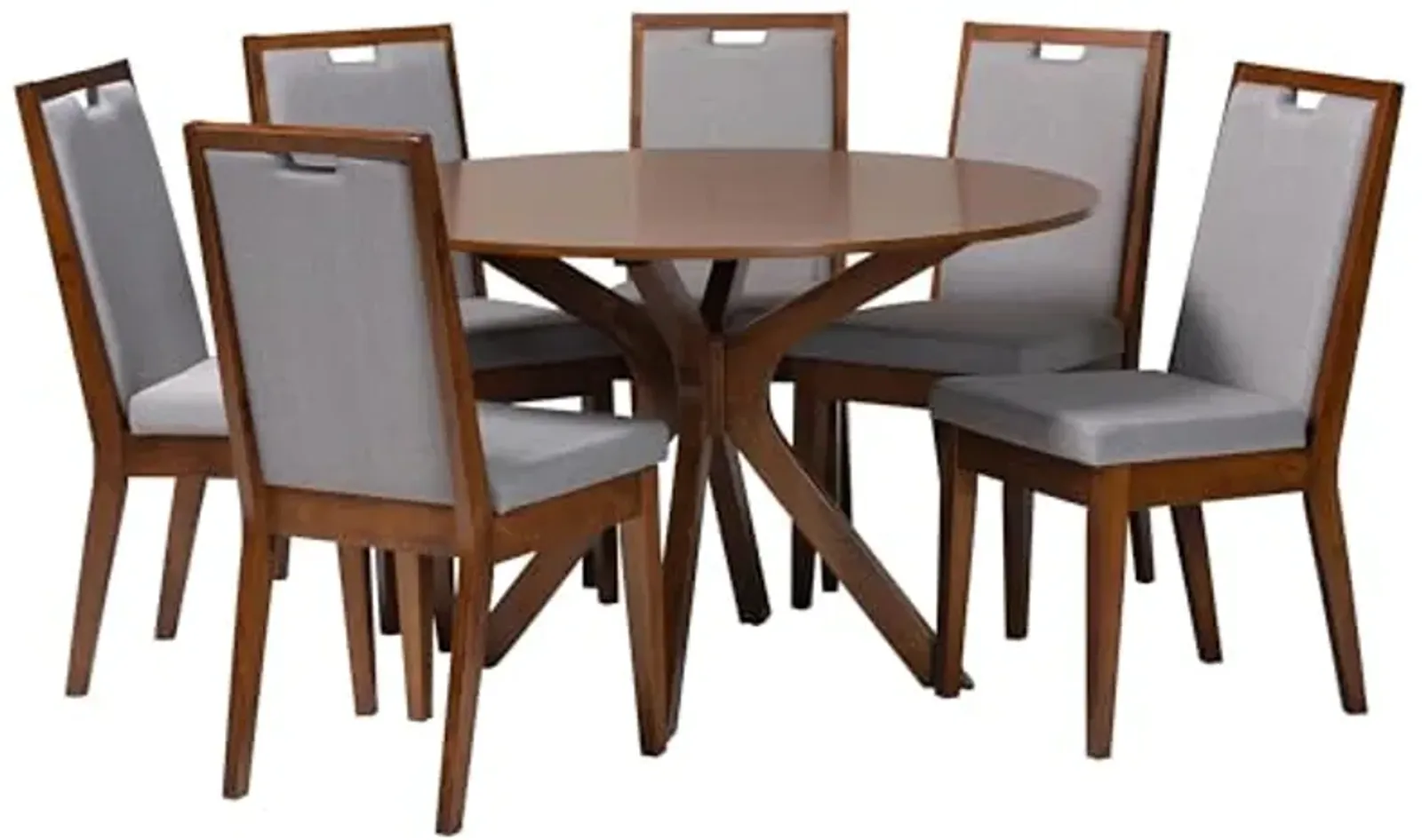 Baxton Studio Eira Modern Grey and Walnut Brown Wood 7-Piece Dining Set