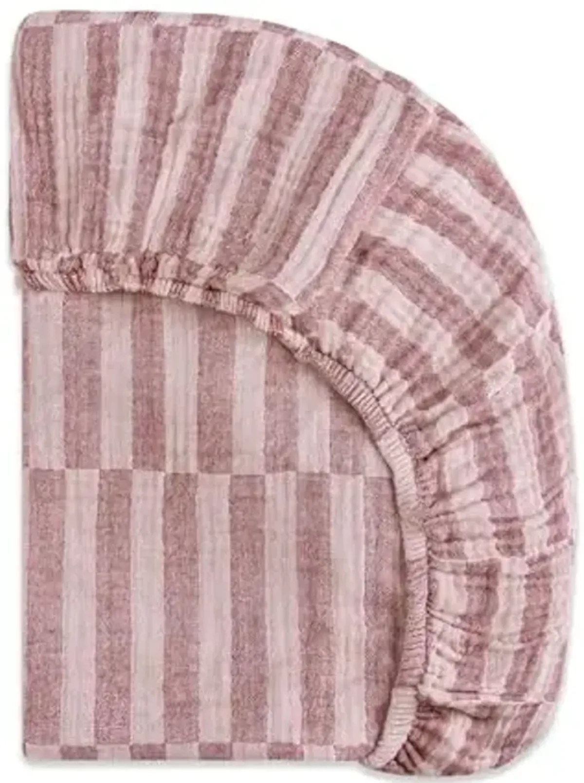 Babyletto 100% Organic Cotton All-Stages® Midi Crib Sheet, GOTS-Certified, Fitted 360°, Ultra-Soft and Breathable Muslin - Maroon Offset Stripe