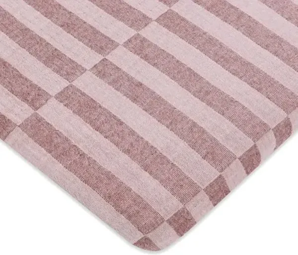 Babyletto 100% Organic Cotton All-Stages® Midi Crib Sheet, GOTS-Certified, Fitted 360°, Ultra-Soft and Breathable Muslin - Maroon Offset Stripe