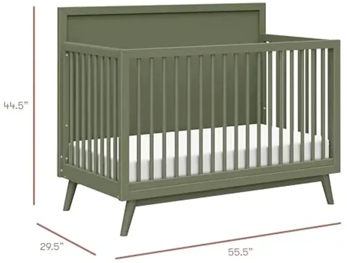 Babyletto Palma 4-in-1 Convertible Crib - GREENGUARD Gold Certified - Wooden Baby Crib Convertible to Toddler Bed, Daybed & Full-Size Baby Bed - 4 Adjustable Heights - Easy to Assemble - Olive Green