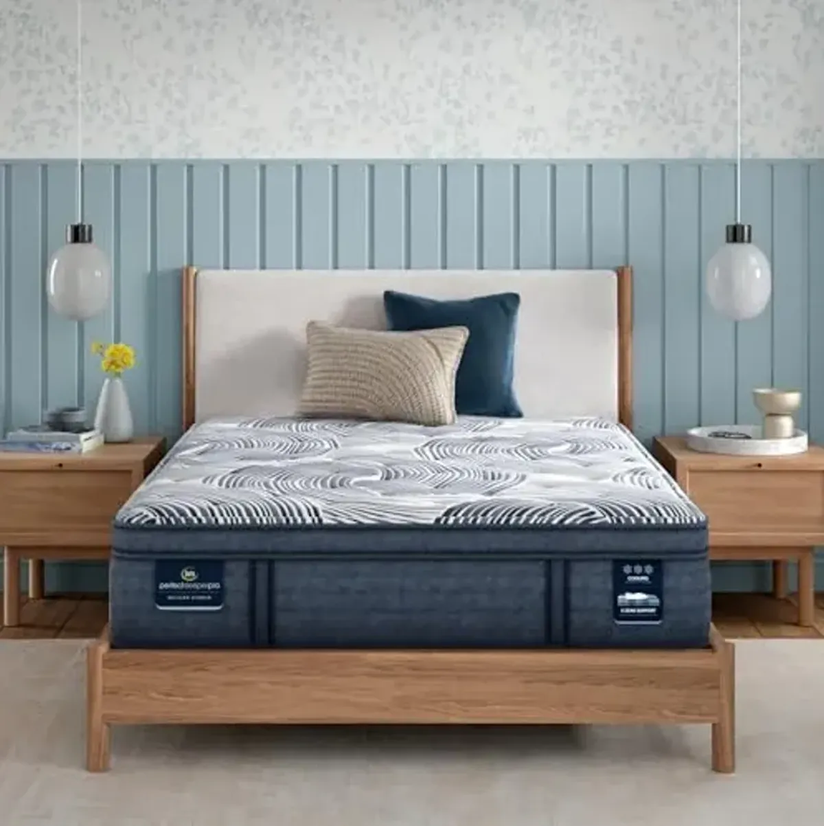Serta Perfect Sleeper Pro - Edinburgh 15" Plush Pillow Top Cal King Latex Hybrid Mattress - 5 Support Zones and Cooling Tech for Premium Hybrid Comfort - 100 Night Trial, CertiPUR-US Certified