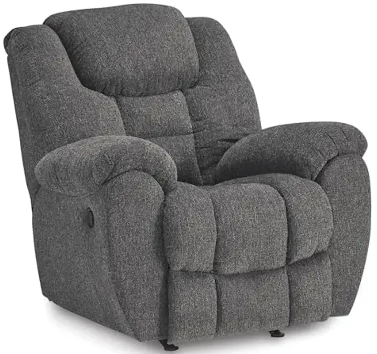 Signature Design by Ashley Foreside Contemporary Nuvella Manual Rocker Recliner with Head-Neck Support and Pillow-Top Arms, Gray