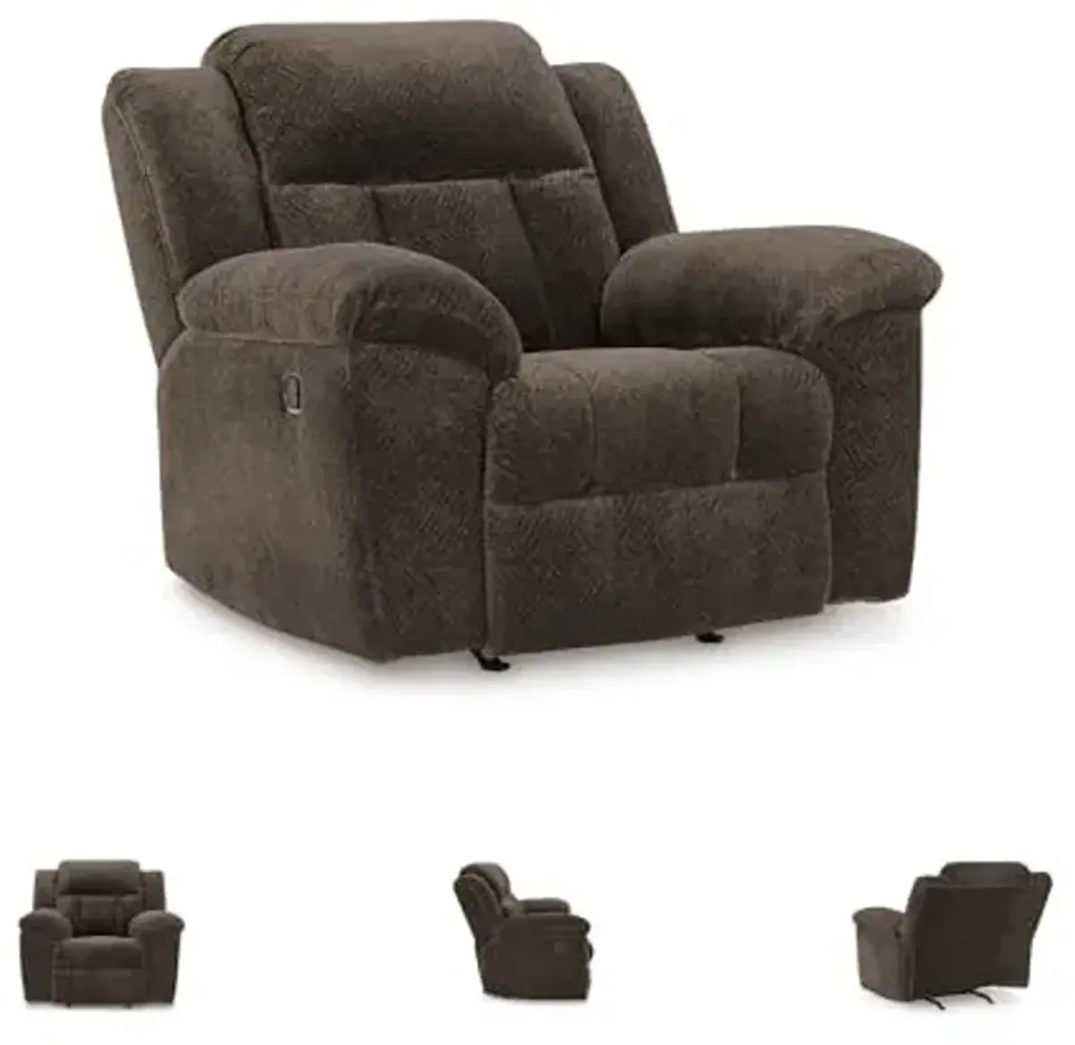 Signature Design by Ashley Frohn Urban Manual Rocker Recliner with Pillow-Top Arms, Dark Brown